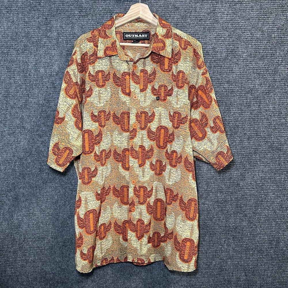Vintage Y2K Outkast Clothing‎ Company Shirt Orange Logo HipHop Music Size XXL